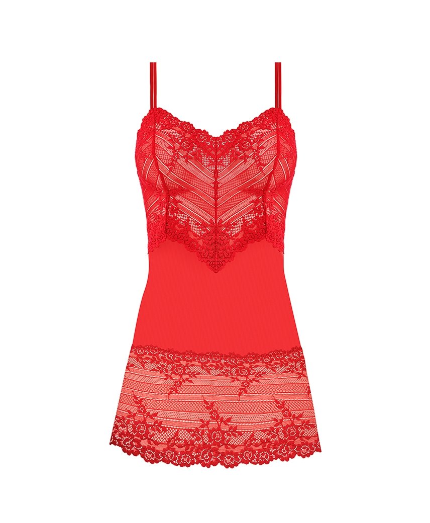 Lace Pattern Chemise with Asymmetrical Design